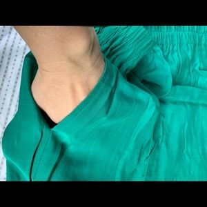 Ankle length teal green women’s silk skirt